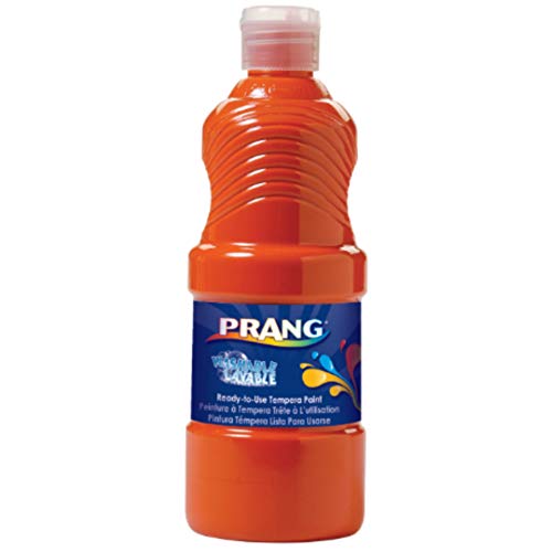 PRANG PAINT for Kids Tempera Washable Ready to Use Nontoxic Safe 8 oz Single Easy Pour Bottle (Orang
