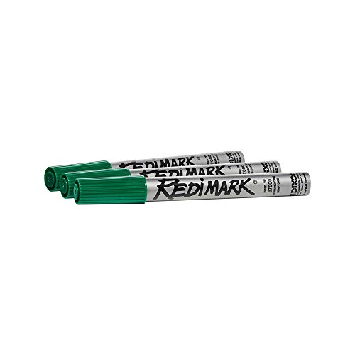 ''DIXON Industrial RediMark Permanent Markers, Chisel Point, METAL Barrel, Box of 12 Markers, Green (