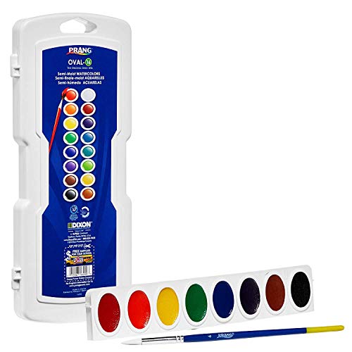 ''Prang Oval Watercolor PAINT Set with Brush,16 Assorted Colors''
