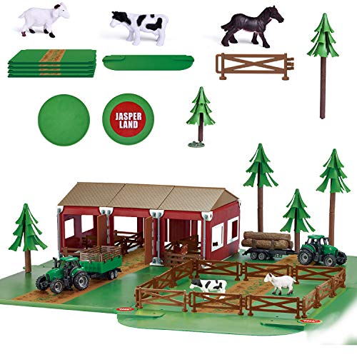 ''FUN LITTLE TOYS 102 PCs Farm TOYS Set with Farm Animal TOYS, Farm Tractor TOYS, Farm Barn TOY, Farm