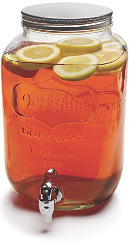 ''Circleware Sun Tea Mason Jar GLASS Beverage Dispenser with Lid, Entertainment GLASSware Pitcher for