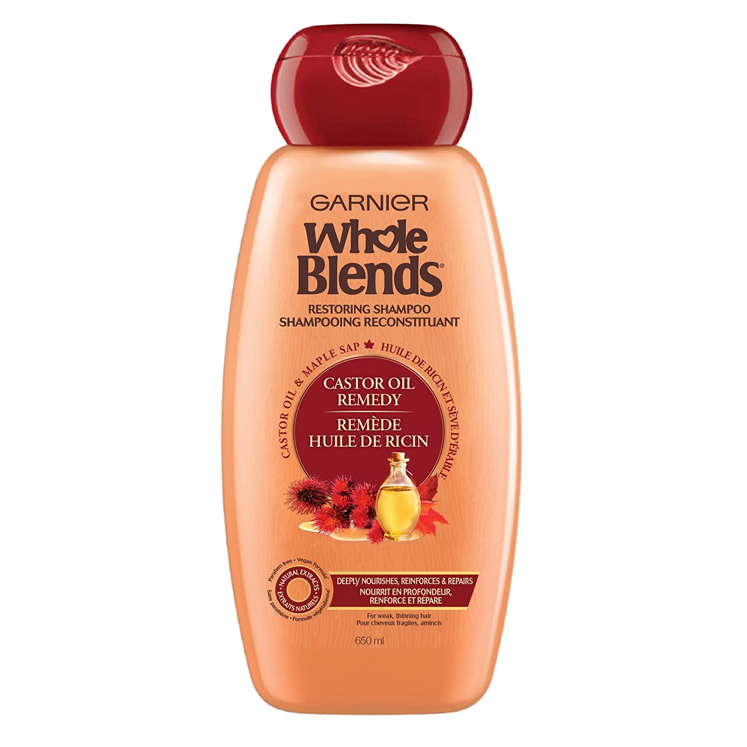 ''Garnier Whole Blends Restoring SHAMPOO Maple Remedy, For Dry, Damaged Hair, 22 fl. oz.''