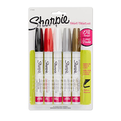 ''Sharpie Oil-Based PAINT Markers, Medium Point, Assorted & Metallic Colors, 5 Count - Great for Rock