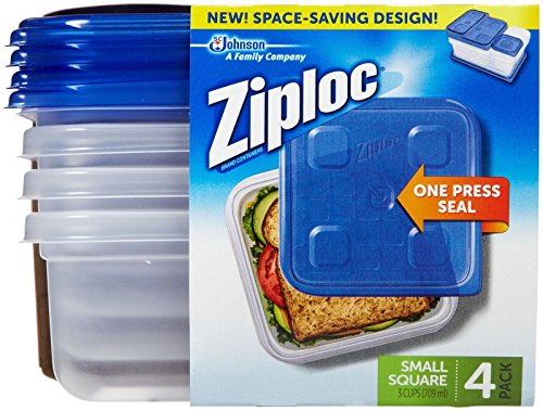 ''Ziploc Container, Small Square - 40 oz - 4 ct''