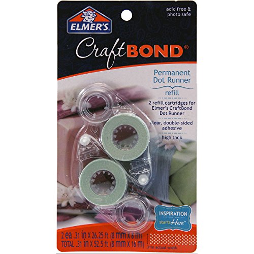 ''Elmer's CRAFTbond Permanent Dot Runner Refill, 26-1/4 Feet, 2 Per Pack, Clear (E4011)''