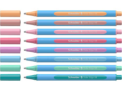 ''Schneider Slider Edge Pastel XB Ballpoint PEN, 8 PENs with Easel Stand, Assorted Colors (152289), 8