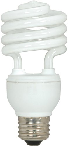 ''Satco S7236 20-Watt Medium Base T2 Mini SPIRAL, 5000K, 120V, Equivalent to 75-Watt Incandescent Lam