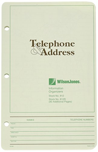 ''Wilson Jones Looseleaf Phone/Address BOOK Refill, 5-1/2 x 8-1/2, 80 Sheets''