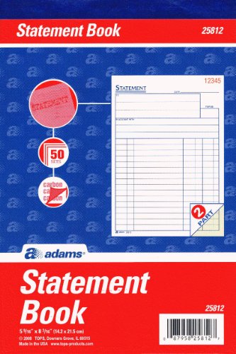 ''Adams All-Purpose Statement BOOK, 2-Part with Carbon, 5.56 x 8.44 Inches, White/Canary, 50 Sets per