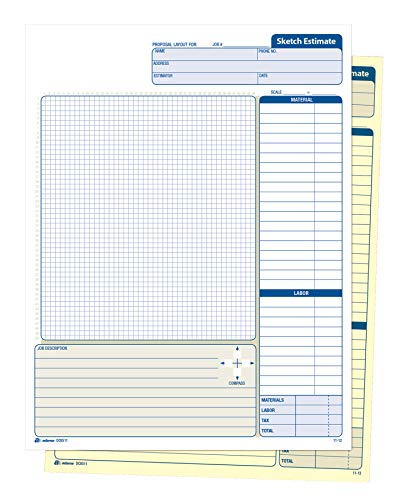 ''Adams Sketch Estimate BOOK, Carbonless, 2-Part, White/Canary, 8-3/8 x 11-7/16 Inches, 25 Sets (DC85
