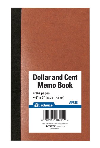 ''Adams Dollar and Cent Memo BOOK, 7 x 4 Inches, 144 Pages (AFR18)''