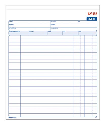 ''Adams Invoice BOOK, 8-3/8 x 10-11/16 Inches, 2-Part, Carbonless, White/Canary, 50 Sets per BOOK (D8