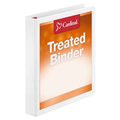 ''Cardinal 3 RING Binder, 1.5 Inch Treated Binder, Locking Slant-D RINGs, Customizable ClearVue Cover