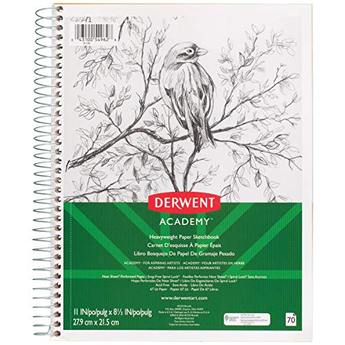 ''Derwent Academy Heavyweight Paper Sketchbook, Wirebound, 70 SHEETS, 11'''' x 8-1/2'''' (54962)''