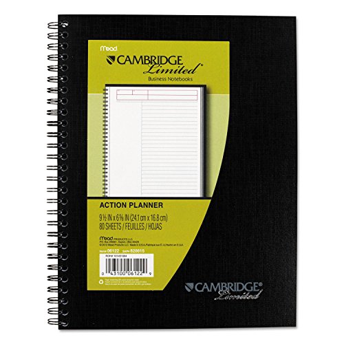 ''Cambridge 06122 Action Planner Side Bound Business NOTEBOOK, 7 1/2 x 9 1/2, Black, 80 Sheets''