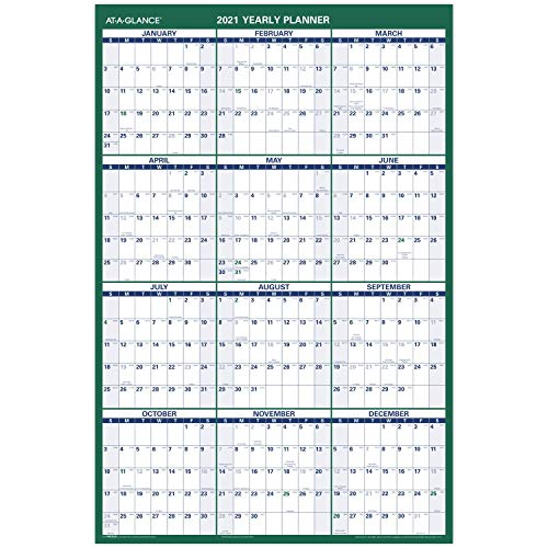 ''2022 Erasable CALENDAR, Dry Erase Wall Planner by AT-A-GLANCE, 24'''' x 36'''', Large, Vertical, Revers