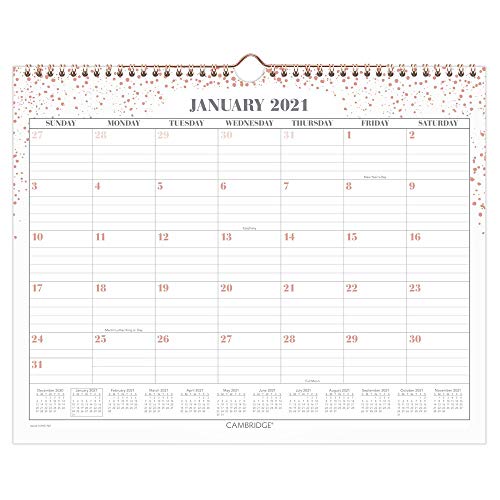 ''2021 Wall CALENDAR by Cambridge, 15'''' x 12'''', Medium, Monthly, WorkStyle, Pink Dot (1479D-707-21)''