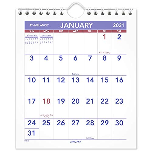 ''2022 Wall CALENDAR by AT-A-GLANCE, 7'''' x 8'''', Mini, Monthly, Wirebound (PM52821)''