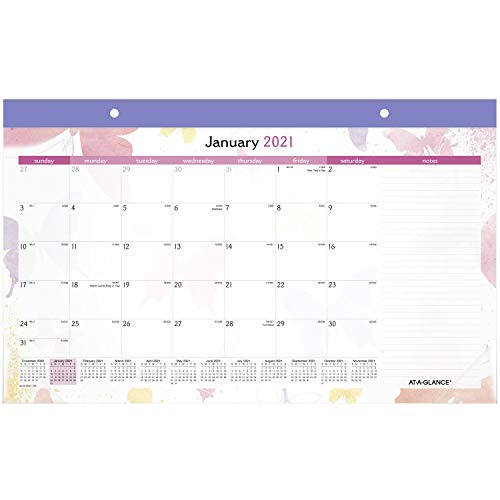 ''2022 Desk CALENDAR by AT-A-GLANCE, Monthly Desk Pad, 17-3/4'''' x 11'''', Compact, Watercolors (SK91-70