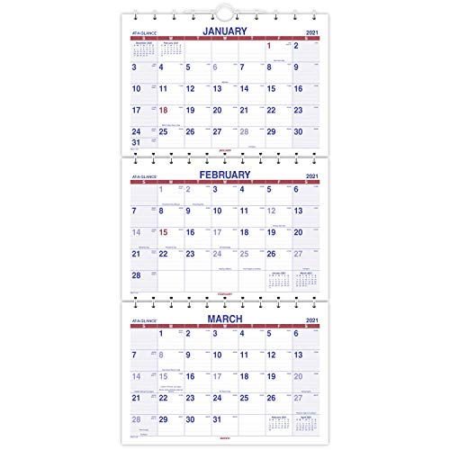 ''2022 Wall CALENDAR by AT-A-GLANCE, 12'''' x 27'''', Large, Move-A-Page, Three-Month (PMLF112821)''