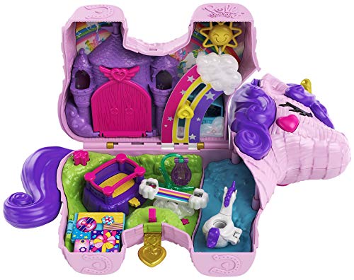 ''Polly Pocket Unicorn Party Large Compact Playset with Micro Polly & Lila DOLLs, 25+ Surprises to Di