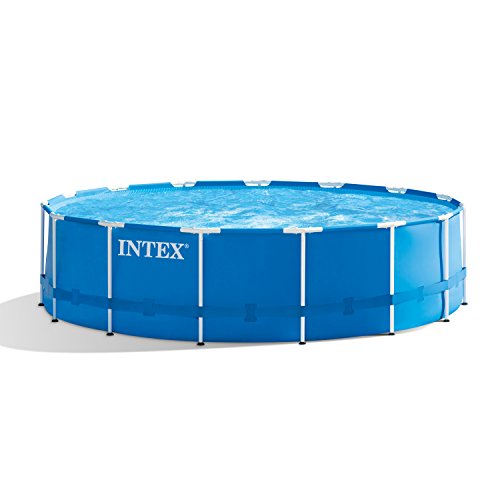 ''Intex 15ft x 48in METAL Frame Pool Set with Filter Pump, Ladder, Ground Cloth & Pool Cover''