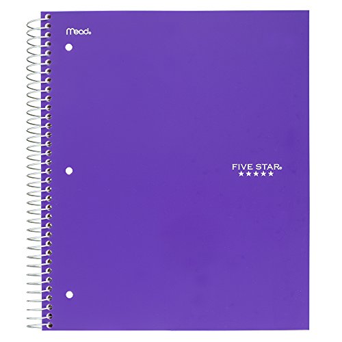 ''Five Star Spiral NOTEBOOK, 1 Subject, College Ruled Paper, 100 Sheets, 11'''' x 8-1/2, School, Wired,