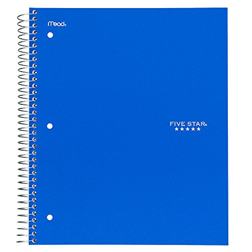 ''Five Star Spiral NOTEBOOK, 3 Subject, College Ruled Paper, 150 Sheets, 11'''' x 8-1/2, Blue (73623)''