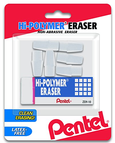 ''Pentel HI-Polymer Eraser Combo Pack, 6 CAPS, 1 Large (ZEH0210BP7)''