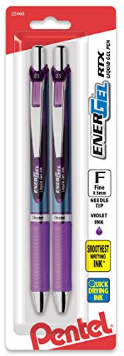 ''PENtel EnerGel Deluxe RTX Retractable Liquid Gel PEN, 0.5mm, Fine Line, Needle Tip, Violet Ink (BLN