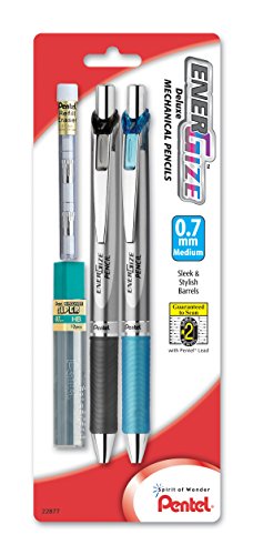 ''Pentel EnerGize Automatic PENCIL with Lead and Erasers, 0.7mm, Assorted, 2 Pack (PL77LEBP2)''
