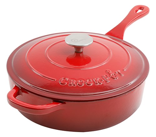 ''Crock Pot Artisan 3.5 Quart Enameled CAST IRON Deep Saut Pan, Scarlet Red''