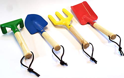 ''4-Piece Kids Gardening TOOLS Set, Toy Gardening Set Includes Fork, Trowel, Rake & Shovel, Made of M