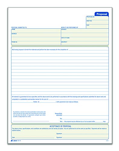 ''Adams Proposal Book, 2-Part with Carbon, 8.38 x 11.44 Inches, White, 50 SHEETS (D8118)''