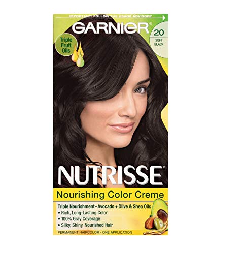 ''Garnier Nutrisse Nourishing HAIR Color Creme, 20 Soft Black (Black Tea) (Packaging May Vary)''