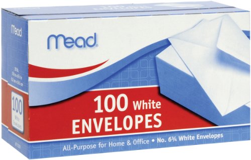 ''Mead Business ENVELOPE, 3 5/8 6 1/2, 20 lb, White, 100/Box''