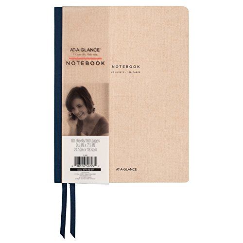 ''AT-A-GLANCE NOTEBOOK, Casebound, Ruled, 80 Sheets, 9-1/2 x 7-1/4'''', Collection, Tan/Blue (YP146-07)
