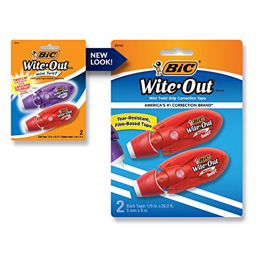 ''BIC Wite-Out Brand Mini Twist Correction TAPE, White, 2-Count, Compact and Convenient Design for Ea