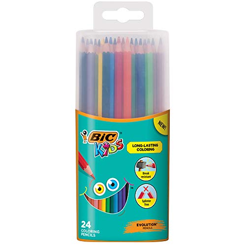 ''BIC Kids Coloring PENCILs, Assorted Colors, Durable Case, 24-Count''