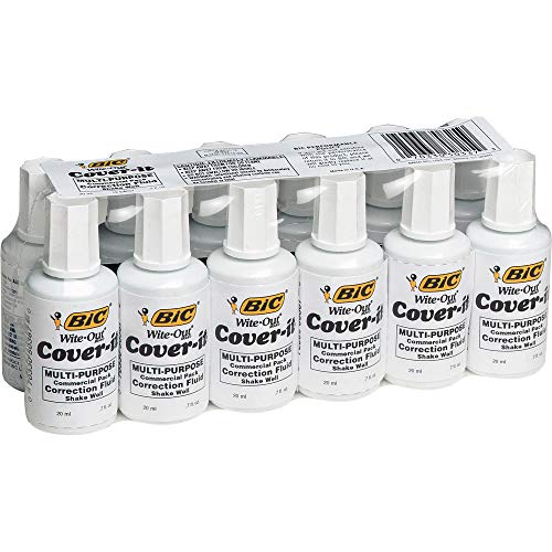 ''BIC COVER It Correction Fluid, 20 ml, White (Pack of 12)''