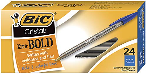 ''BIC Cristal Xtra Bold Ballpoint PEN, Bold Point (1.6mm), Blue, 24-Count''
