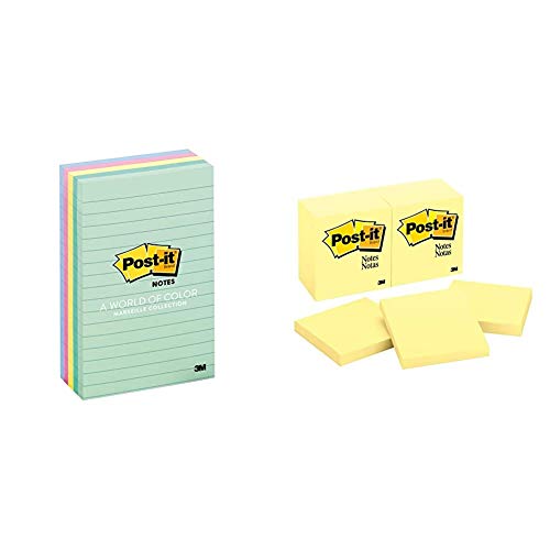 ''Post-it(R) Notes, 4 in x 6 in, Marseille Collection, Lined, 5 Pads/Pack, 100 SHEETS/Pad with Notes,