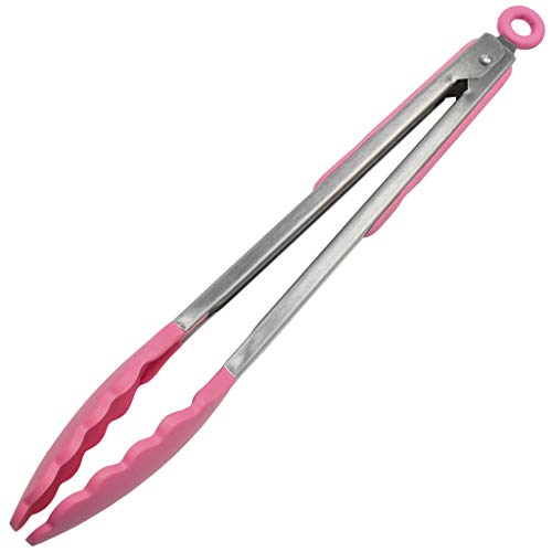 Product Image - Chef Craft Premium Silicone Cooking Tongs, 12 inch, Pink