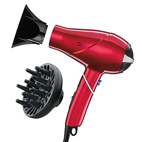 ''INFINITIPRO BY CONAIR 1875 Watt Compact Travel Styler/HAIR Dryer with Twist Folding Handle, Red''