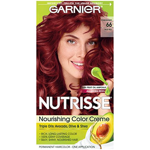''Garnier Nutrisse Nourishing HAIR Color Creme, 66 True Red (Pomegranate) (Packaging May Vary)''