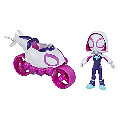 ''Marvel Spidey and His Amazing Friends Ghost-Spider ACTION FIGURE and Copter-Cycle Vehicle, for Kids