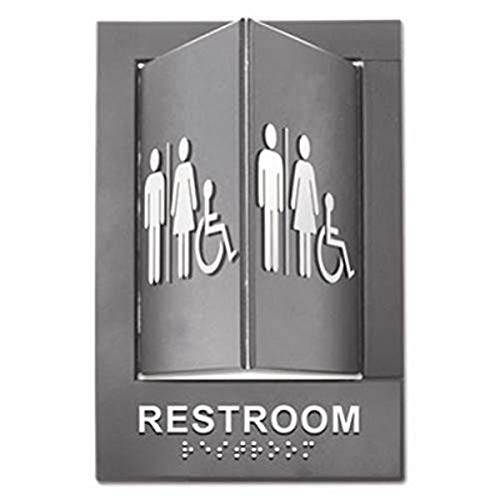 ''Advantus Pop-Out ADA SIGNs, 6 x 9 Inches, Gray/White, Wheelchair Accessible Restroom (91099)''