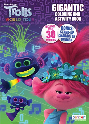 ''Trolls DreamWorks World Tour 192-Page Coloring and Activity Book with STICKERS 47362, Bendon''