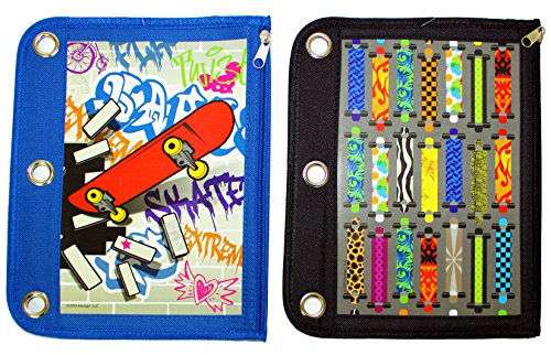 ''Inkology SKATEBOARD Binder Pencil Pouch, 10.5 x 8.25 Inches, Black and Blue - Design Will Vary (437