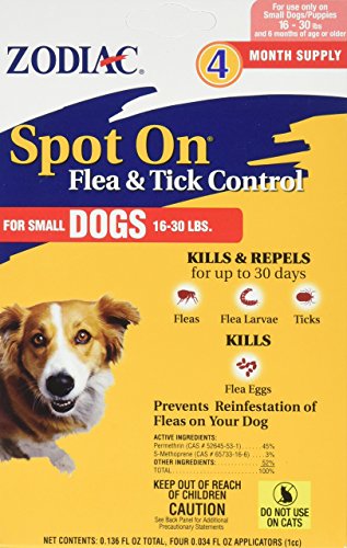 ''Zodiac Spot On Flea Tick Control for Small DOGs, 4 Months Supply''